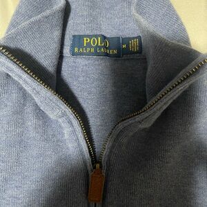 Polo by Ralph Lauren Men's Light Blue Zip-Up Sweater